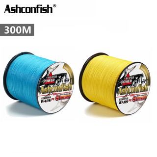 Ashconfish 4 Cordões 300M Linha De Pesca Trançada X4 Dyneema PE Pamansing Linya Azul Amarela