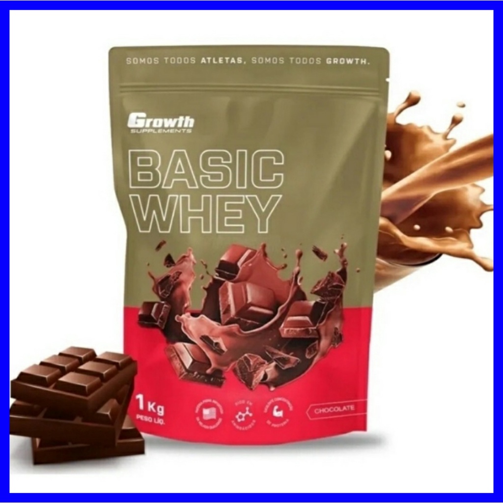 Basic Whey Sabor Chocolate (1KG) Growth Supplements Shopee Brasil