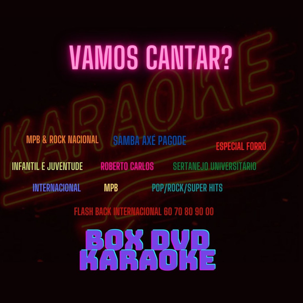 Pop Rock, Axé, Pagode, Mpb, Sertanejo, Hits. 8 Dvds Karaokes