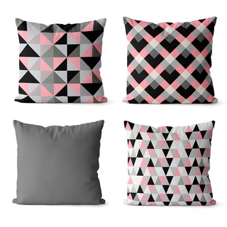 Kit 4 capas de almofadas personalizada rosa e preto