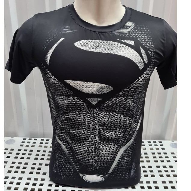 Camisa Compressão Superman Modelo 3 Preta Manga Curta Pronta Entrega No  Brasil