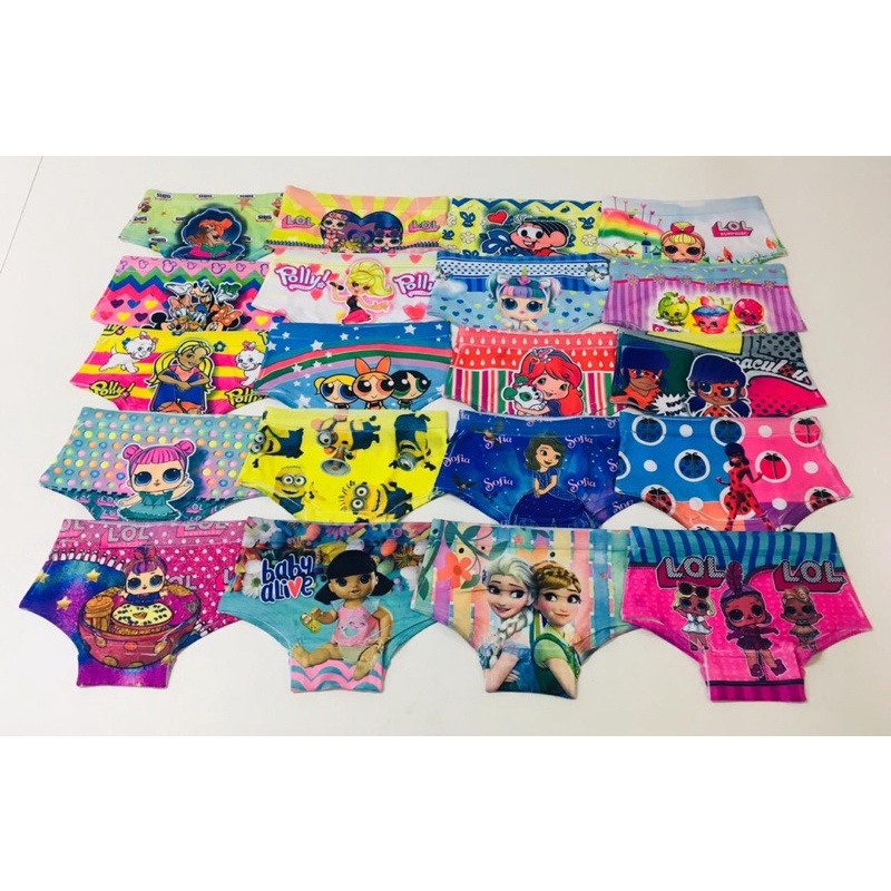 Calcinhas calçolinhas cueca infantil sublimada menina criança bebê  personagens roupas íntimas atacado