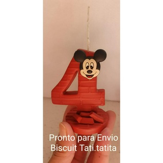 TOPO DE BOLO VELA DE ANIVERSÁRIO CASA DO MICKEY 4 ANOS BISCUIT