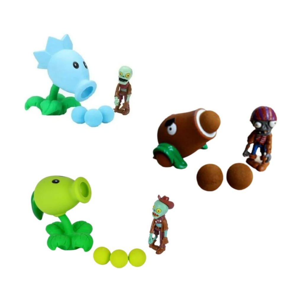 Plants Vs Zombies Kit C/4 Jogo Atira Bolinhas Pronta Entrega