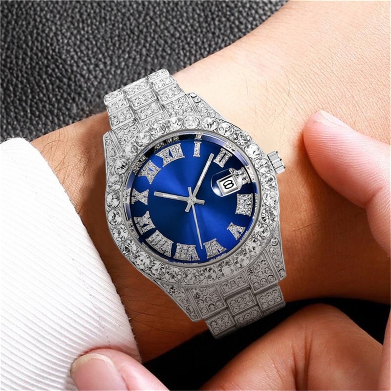 Compre Iced out relógio masculino marca de luxo cheio diamante relógios  masculinos quartzo relógio à prova dwaterproof água hip hop masculino  presente para homem barato - preço, frete grátis, avaliações reais com