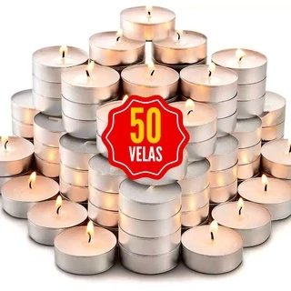 Kit 50 Velas Rechaud Com Suporte Alumínio Decoração Casamento Festa
