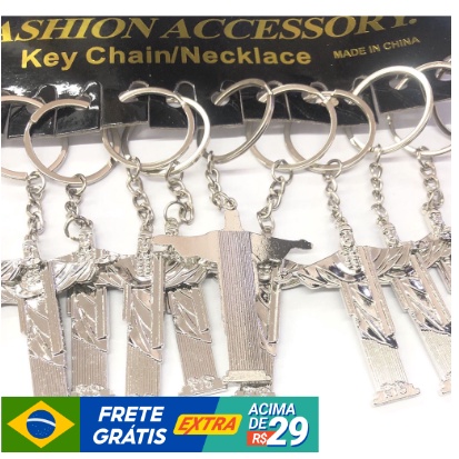 Chaveiro De Metal Cristo Redentor Cartela Com 12 Unidades Para Brindes