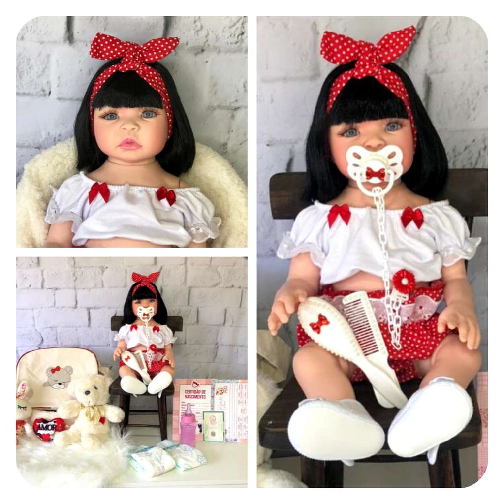 Boneca reborn brinquedos boneca bebê reborn barata com prendedor de chupeta  mamadeira fralda descartavel ED1 brinquedos