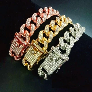 Pulseira De Zircônia Masculina De Corrente Cubana/Acessórios De Moda Joias