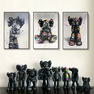 Quadro De Tecido Com Motivos Do Urso Violento Para Decoração De Parede/Presente De Menino-Sem Moldura