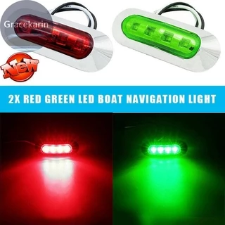 2x Luzes LED Vermelhas Verdes De Navegação Em Barcos Pontão De Proa À Prova D'água 12-24V