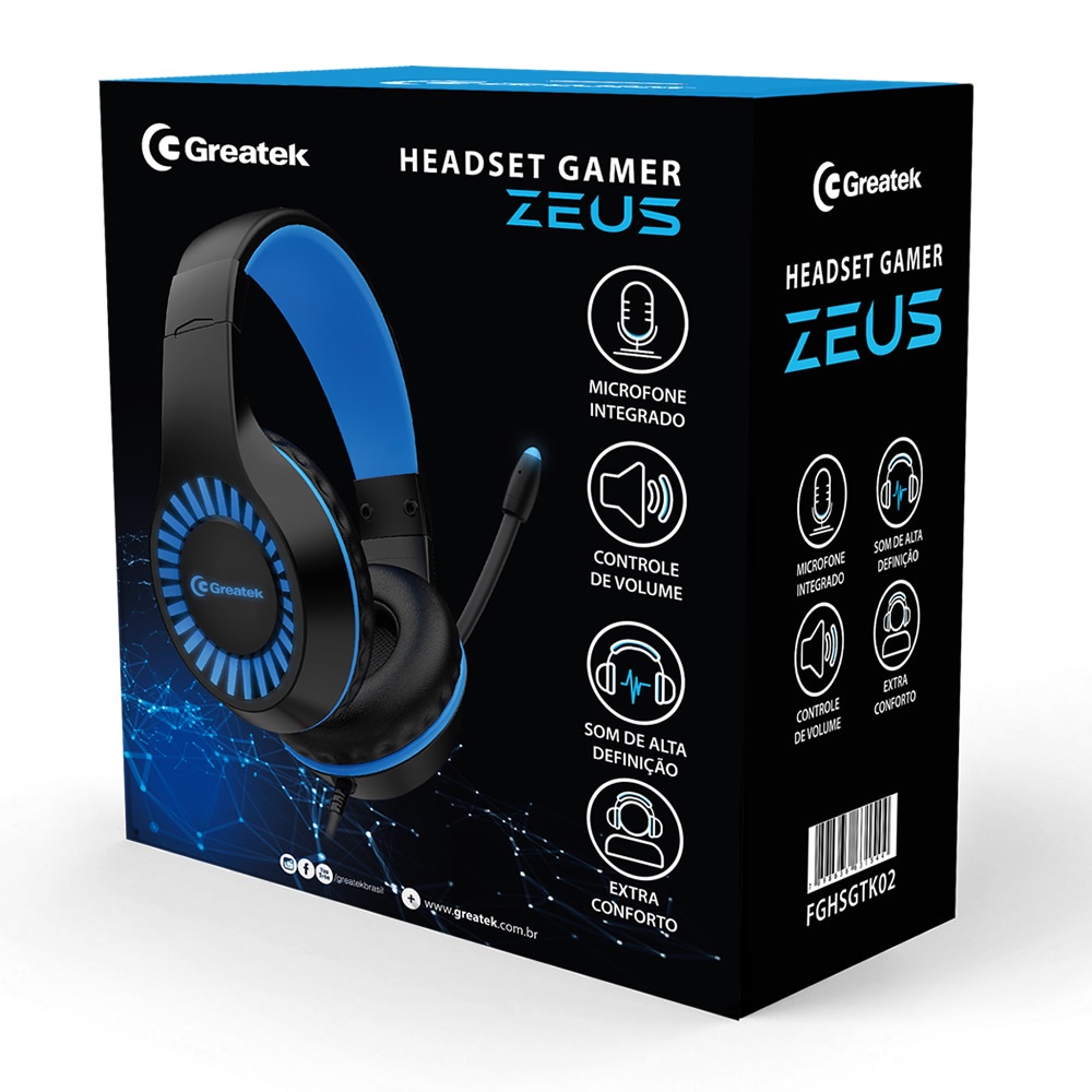 Headset Gamer Greatek Zeus C\ Fio E Led Azul Ps4 Xbox Pc | Shopee Brasil