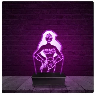Luminária e Abajur Acrílico Led Mulher Maravilha DC Comics