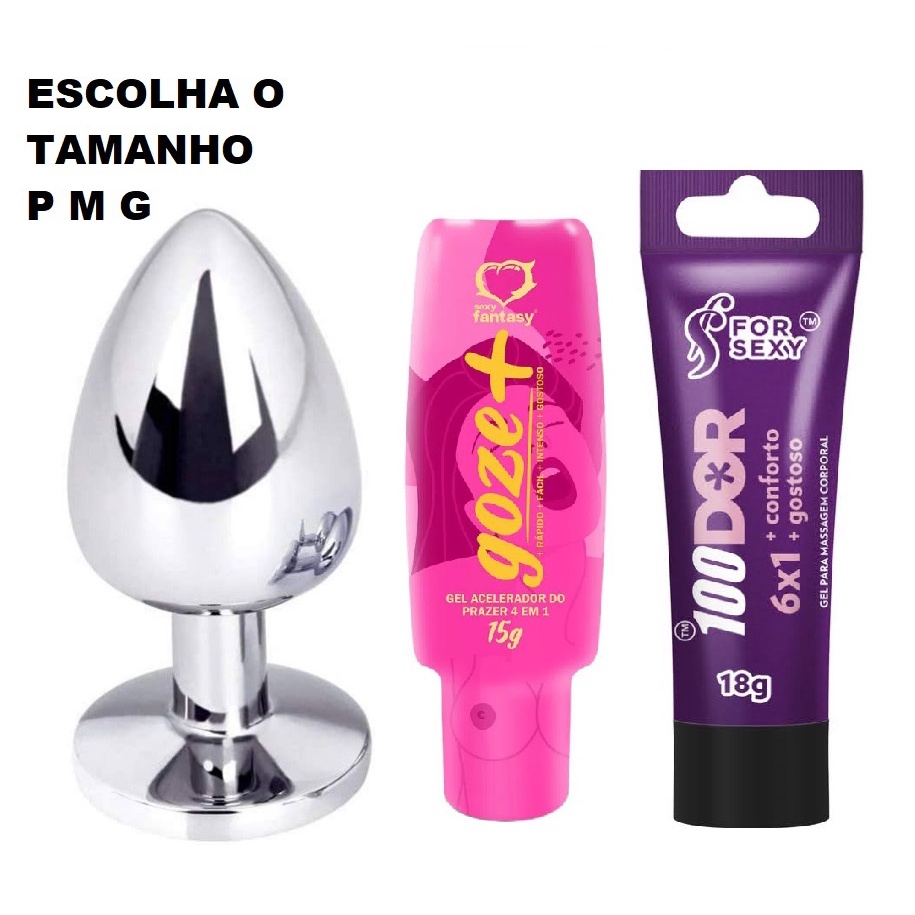 Plug anal P M ou G + bisnaga 100 dor 18g + goze + orgasmo feminino 4 vezes  mais intenso | Shopee Brasil