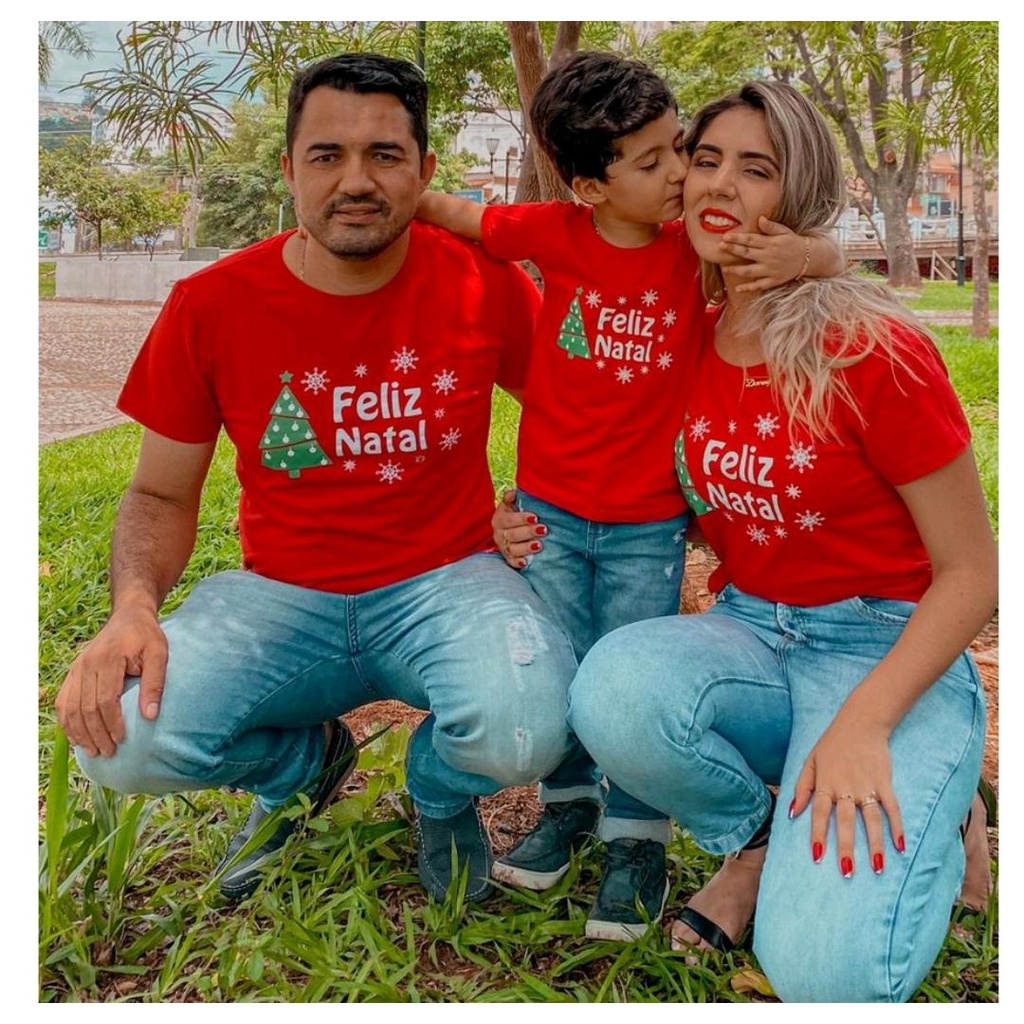 Camiseta Especial Natal Para Familia kit 03 peças