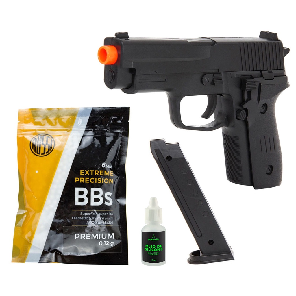 Pistola Brinquedo Realista Airsoft Gk V307 6mm Bbs Alvo Óleo