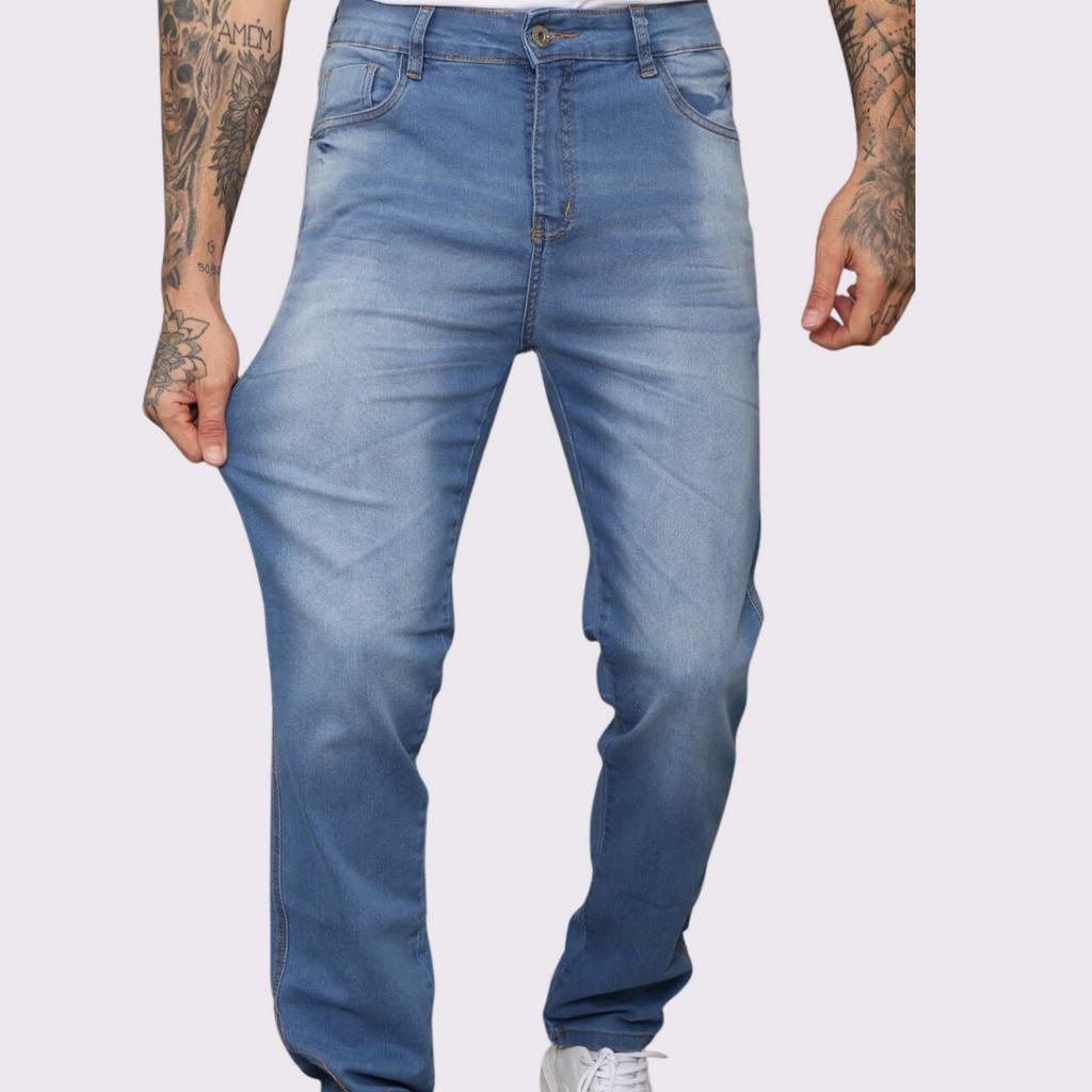 Calça Masculina Tradicional Boca Larga Jeans Delave | Shopee Brasil