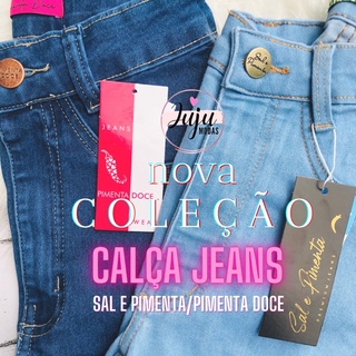 calça jeans feminina sal e pimenta ORIGINAL linha premium estampa laser