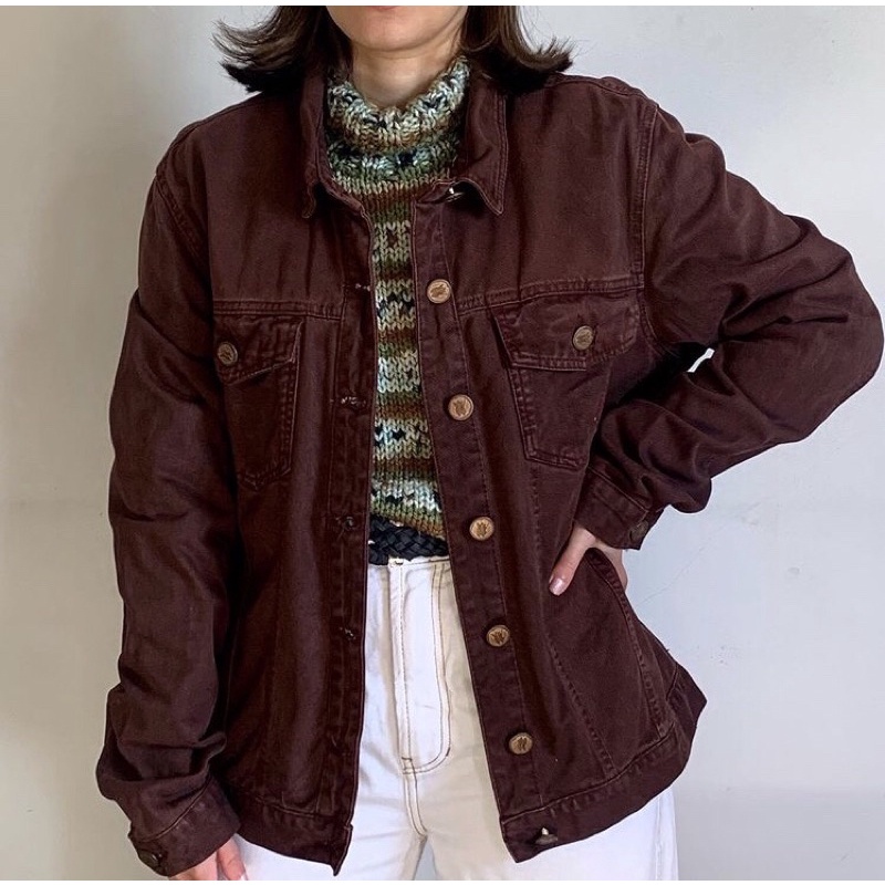 Jaqueta Jeans Marrom | Shopee Brasil