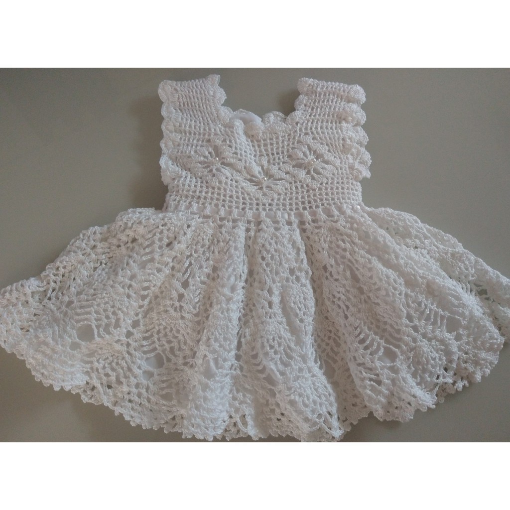 Vestido de croche store para batizado infantil