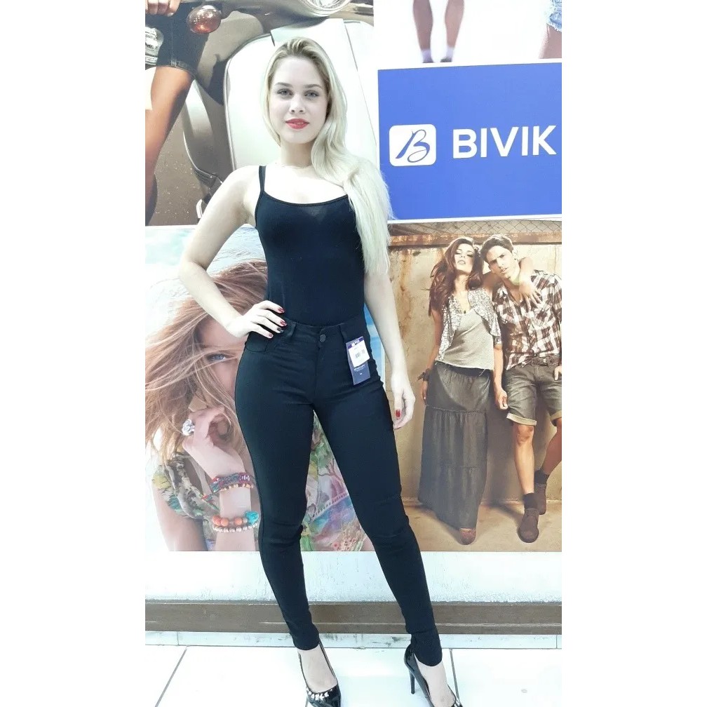 Calça Preta sarja bengaline bivik 4% de elástano feminina Lycra tipo social  Qualidade Original