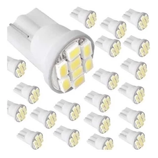 Kit 20 Lâmpada Pingo 8 Leds T10 Tipo Xenon Super Branca W5W 12V