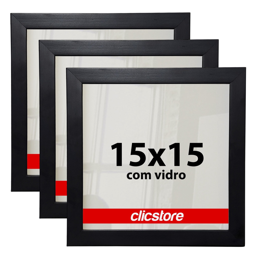 Kit 3 Molduras Para Quadros 15x15 Com Vidro Poster Retrato