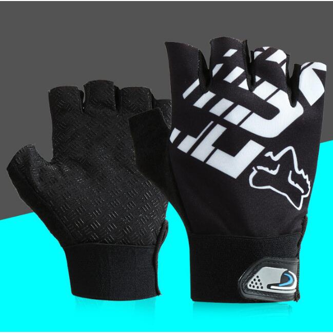 Luvas de ciclismo esportivas antideslizantes Fox com meio dedo
