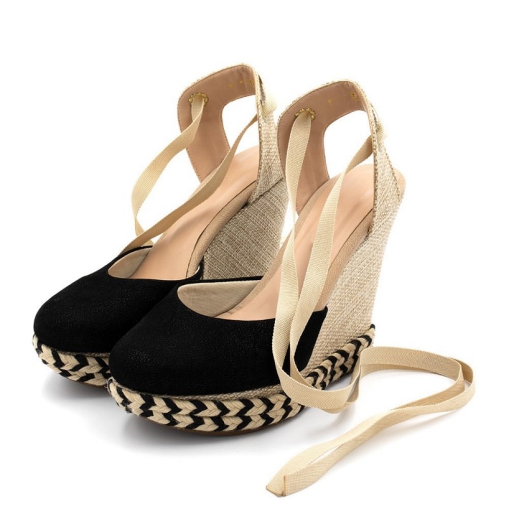 Sandália Feminina Salto Anabela 3112 Nobucado Preto