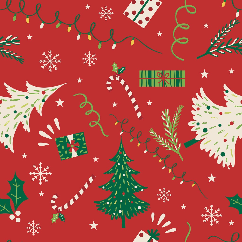 Papel de Parede Autocolante Natalino Árvore Vermelho Envelopamento