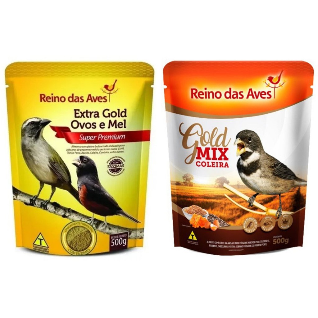 Kit Coleiro - Ração Extra Gold Ovos E Mel + Mistura de Sementes - Reino das Aves