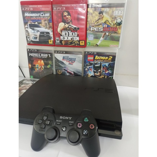 Ps3 Playstation 3 Slim + 1 controle , GTA 5 , FIFA 19 , e jogos