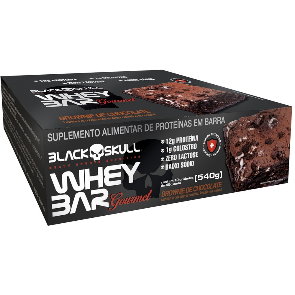 Barra de Proteina Whey Bar Gourmet Caixa C/ 12un – Sem Lactose – Black Skull