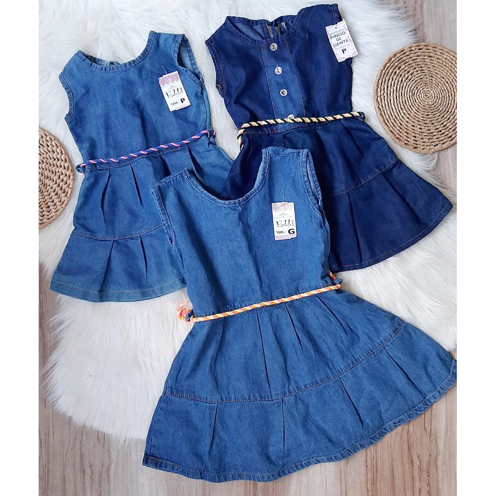 Vestidinho jeans best sale para bebe