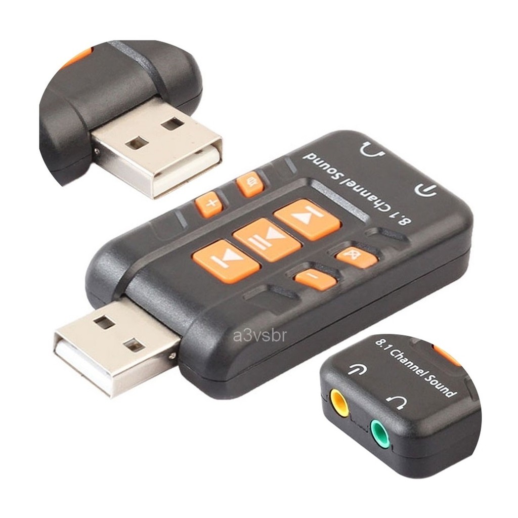Placa de som externa usb CM108 audio virtual 3d com teclado conector p2