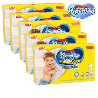 Kit 05 Hiper Bag FRALDA CALÇA Descartável DIA&NOITE MamyPoko  - XG - 210 Unidades - Tecnologia Japonesa