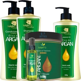Kit Óleo De Argan Nutrição com Reparador de Pontas Hábito Cosméticos