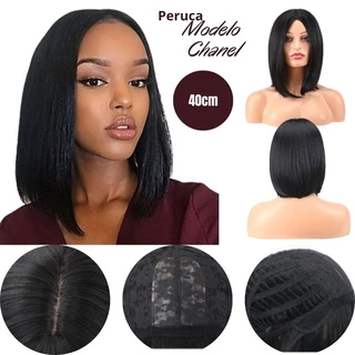 Peruca Orgânica Lisa Curta + Touca Wig