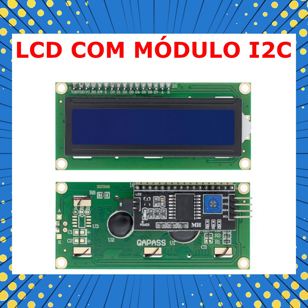 Display Lcd 16x2 1602 Fundo Azul Ou Verde Com Modulo I2c Iic Soldado Shopee Brasil 6453