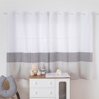 Cortina 2,00 Metros Quarto Bebe/infantil Modelo Panda Cinza
