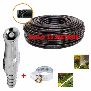 Mangueira Jardim Reforçada 1/2 Preta 300 Psi Para Água 15 Metros + Esguicho De Metal Ajustável