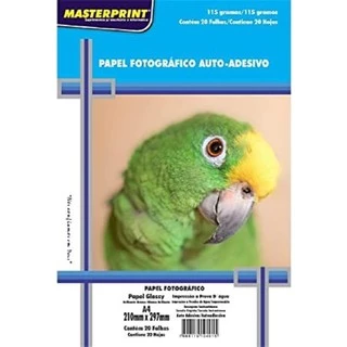 Papel Fotográfico Glossy 115g ADESIVO Masterprint - A4 - 500 Fls