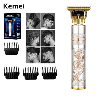 Kemei Vintage T9 0MM Máquina De Cortar Cabelo Elétrica Sem Fio Aparador De Profissional Para Barbear Masculino Isqueiro De Barba