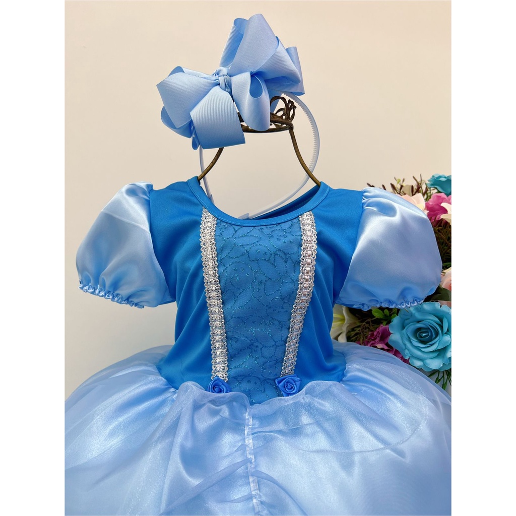 Vestido frozen fantasia infantil cinderela princesas menina