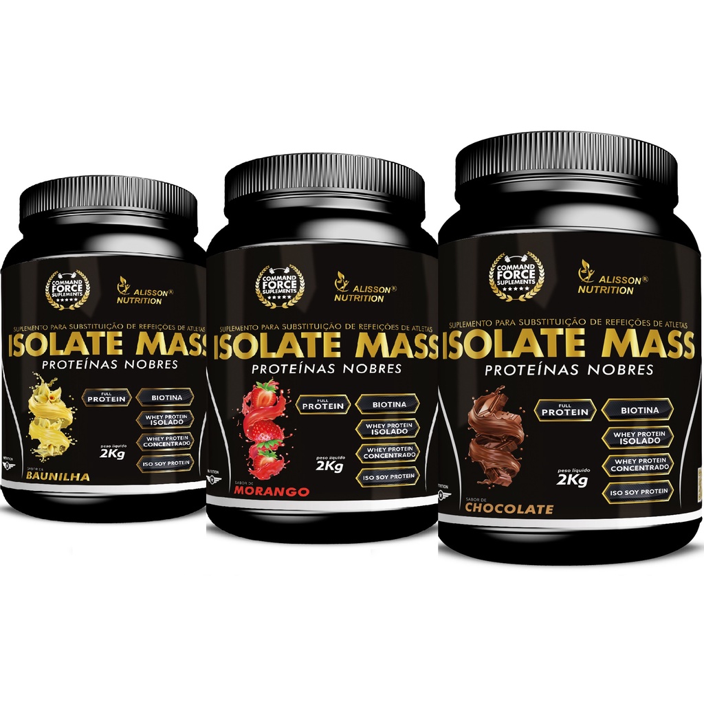 Hipercalórico Isolate Mass Proteinas Nobres Com Whey Isolado 2kg Sabores