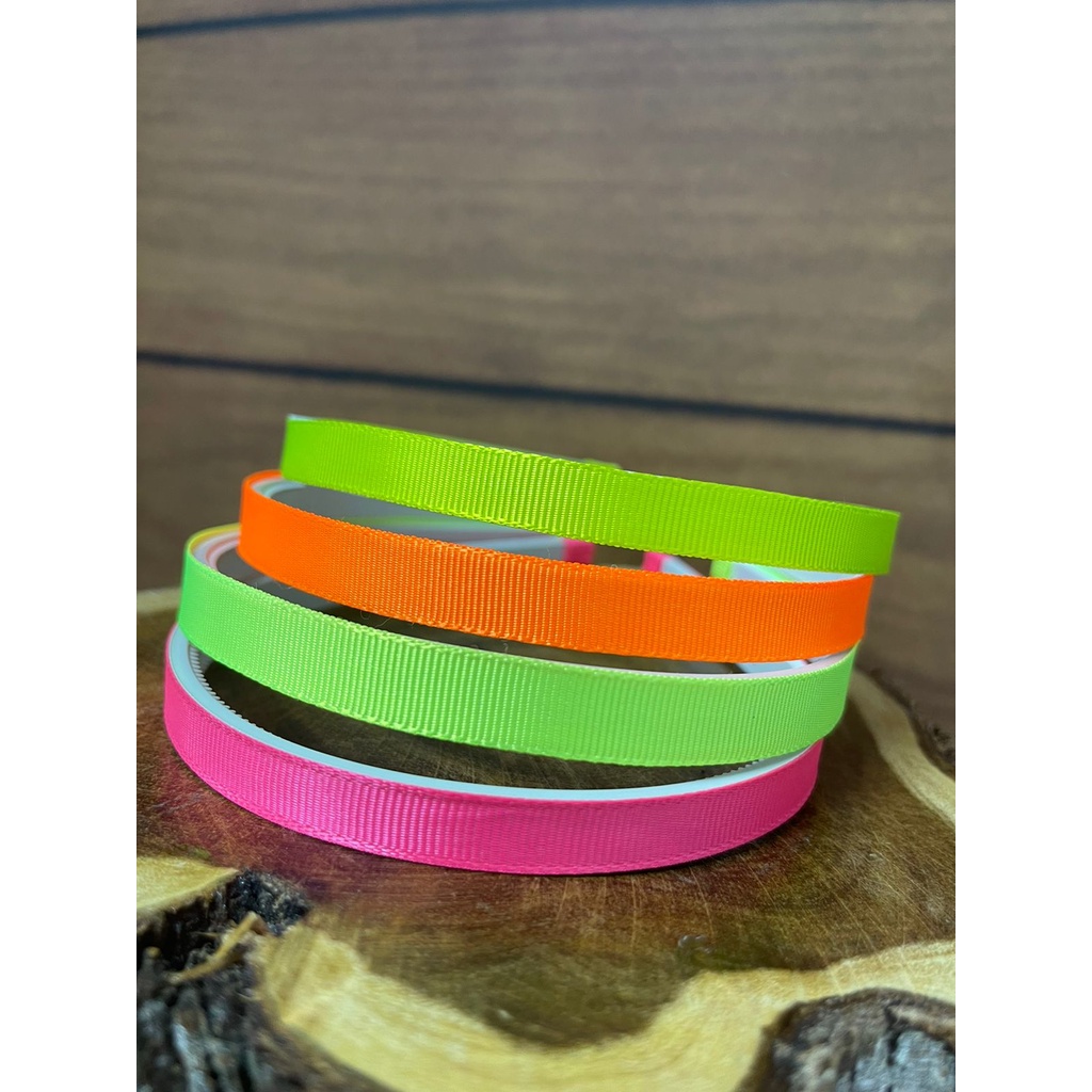 Tiara 10mm com dentinho forrada com gorgurão - Core neon 4 unidades ...