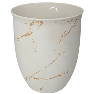 Vaso Cachepot de Cerâmica Branco Mármore 10x11 Decorativo