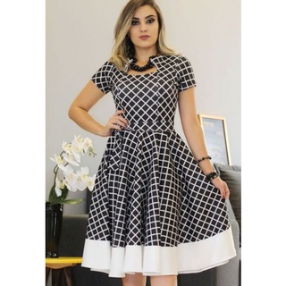 VESTIDO PLUS SIZE SOCIAL MIDI MODA EVANGÉLICA GOSPEL RODADO EVASÊ ESTAMPADO