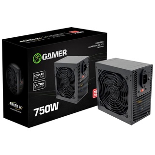 Fonte De Alimentação Atx Pc 750w Reais Gamer Super Silenciosa Bivolt + Cabo Energia Inmetro
