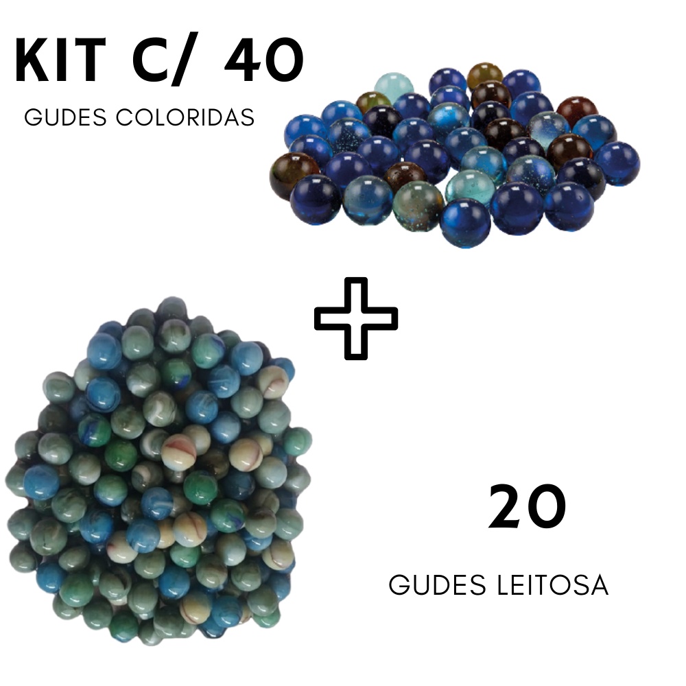 Kit 40 Bolinhas De Gude Vidro + 4 Piões De Madeira E Fieiras em